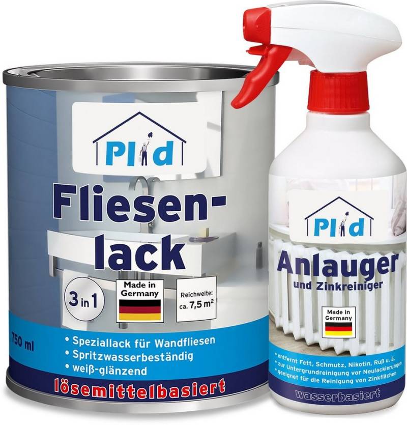 plid Fliesenlack Premium Fliesenlack Fliesen Lack Fliesenfarbe & 0,5l Anlauger, schnelltrocknend, spritzwasserbeständig, verarbeitungsfertig von plid