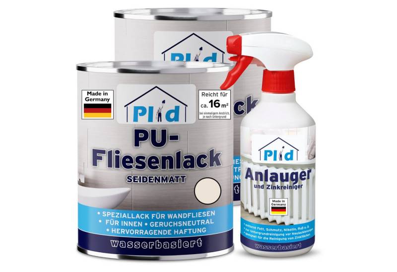 plid Fliesenlack Premium Fliesenlack Fliesen Lack Fliesenfarbe & 0,5l Anlauger, schnelltrocknend, spritzwasserbeständig, verarbeitungsfertig von plid