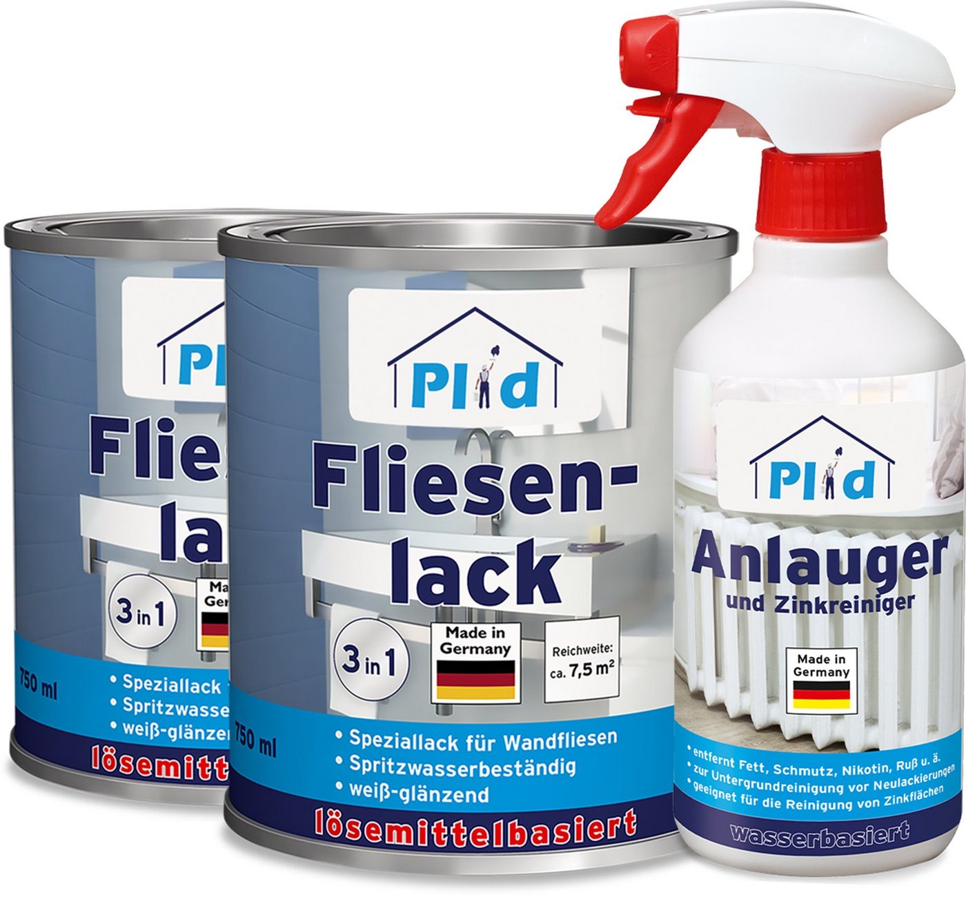 plid Fliesenlack Premium Fliesenlack Fliesen Lack Fliesenfarbe & 0,5l Anlauger, schnelltrocknend, spritzwasserbeständig, verarbeitungsfertig von plid