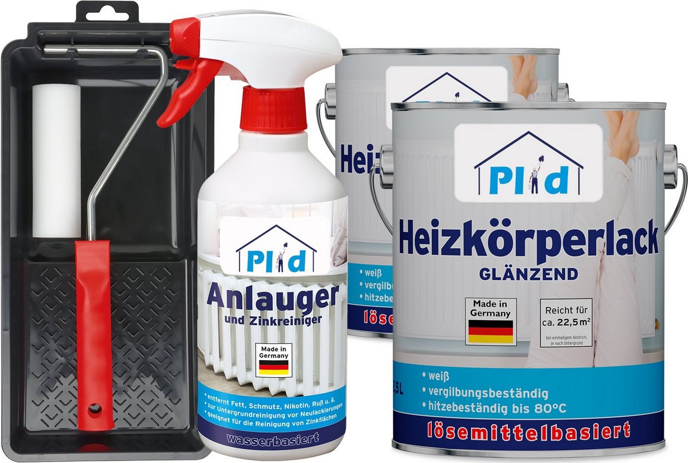 plid Heizkörperlack Premium Heizkörperlack LH Thermolack weiß Glänzend Set, Schnelltrocknend, verarbeitungsfertig plid Heizkörperlack Premium Heizkörperlack LH Thermolack weiß Glänzend Set, Schnelltrocknend, verarbeitungsfertig von plid
