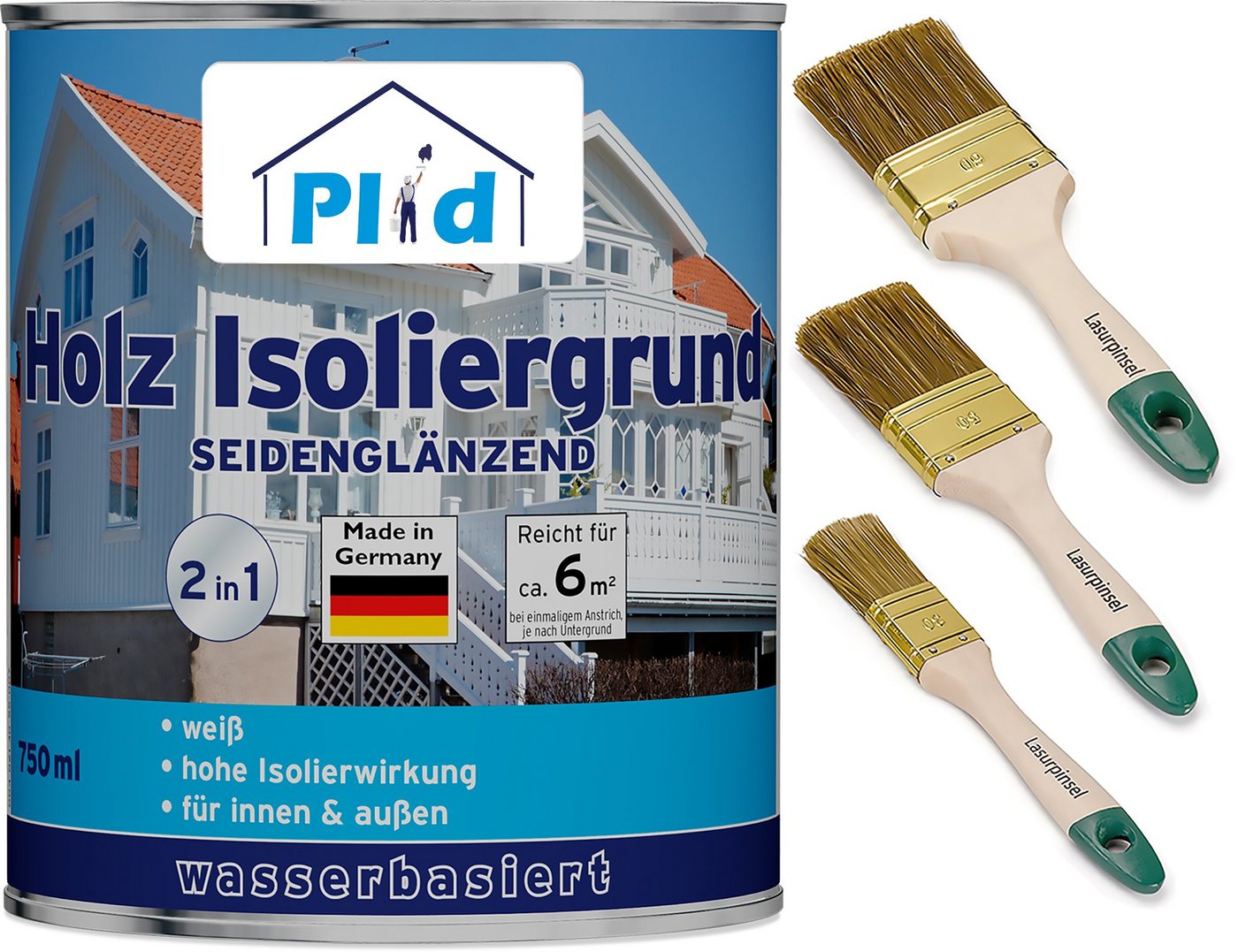plid Holzlack Premium Holz-Isoliergrund Isolierfarbe Isoliergrund Pinsel, Schnelltrocknend von plid