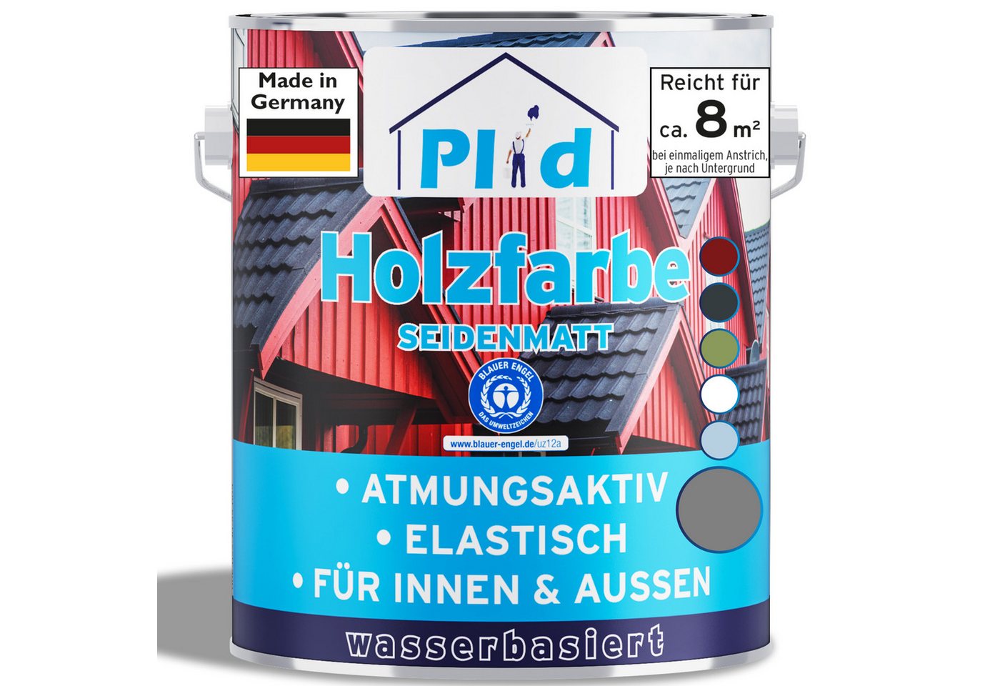 plid Holzlack Premium Holzfarbe Holzlack Farbe für Holz Pinsel, Schnelltrocknend, verarbeitungsfertig von plid