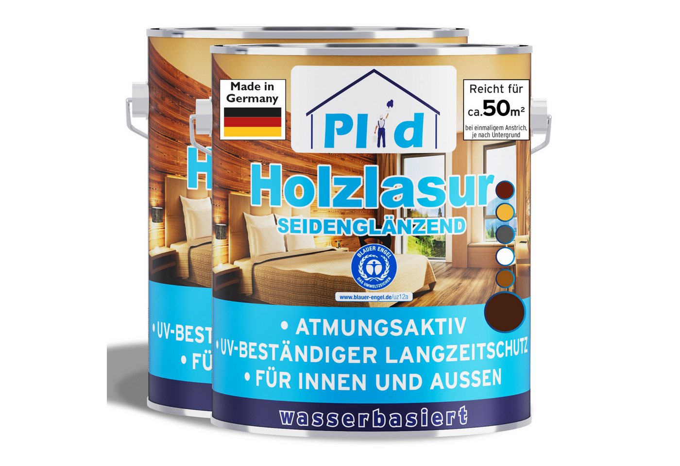 plid Holzschutzlasur Premium Holzlasur Holzschutzlasur Holzschutz Lasurpinsel, Schnelltrocknend von plid