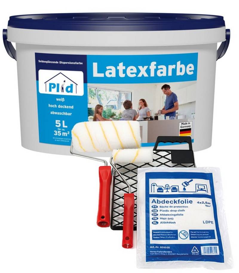 plid Latexfarbe Latexfarbe abwaschbare Wandfarbe Küchenfarbe Innenfarbe Badfarbe, Schnelltrocknend, spritzarm, verarbeitungsfertig von plid