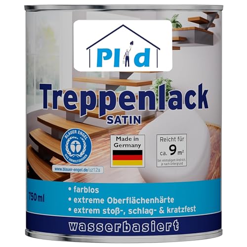 PLID® Treppen - Klarlack - satin - zum Versiegeln von Kork- Parkett & Holzfußböden, Holztreppen sowie Möbeln im Innenbereich stoß - schlagfest strapazierfähig - Made in Germany 0,75l von plid