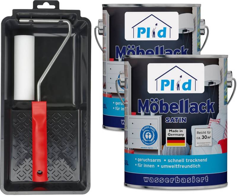 plid Weißlack Premium Möbellack Weisslack Türenlack Holzlack Lackierset, Schnelltrocknend, verarbeitungsfertig von plid