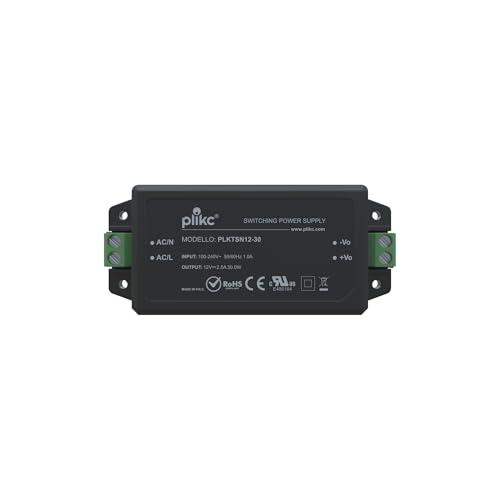 Plikc - Kompaktes Schaltnetzteil für LED-Streifen, Türsprechanlagen und andere Gleichstromkomponenten. 100-240 V AC (12 V DC - 2,5 A - 30 W) von plikc