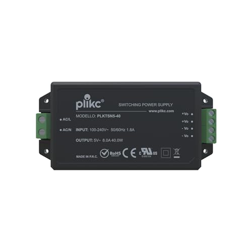 Plikc - Kompaktes Schaltnetzteil für LED-Streifen, Türsprechanlagen und andere Komponenten mit Gleichstrom. 100-240 V AC (5 V DC - 8 A - 40 W) von plikc
