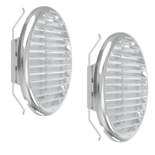 Plikc - Rundes Lüftungsgitter aus ABS mit Insektennetz - Made in Italy (Chrom 125/160 mm - 2 Stück) von plikc