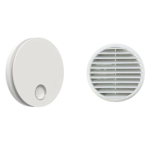plikc Axialer Wandsauger der Serie Ario mit spezieller Membran aus Mylar, die die Außenluft nicht zurücklässt, hergestellt in Italien (Durchmesser 100 cm, Weiß + Wandgitter) von plikc
