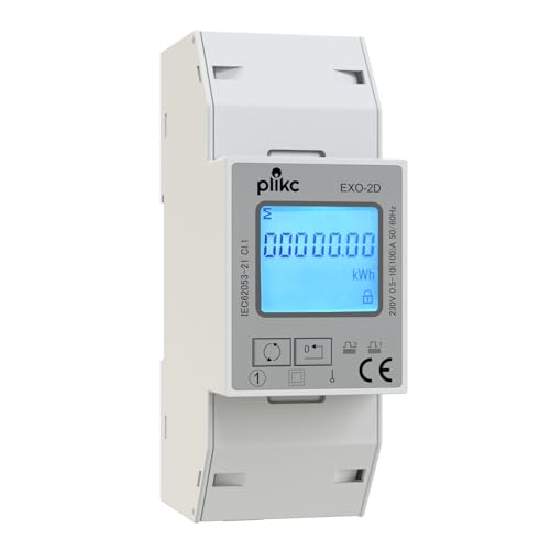 plikc Einphasiger Stromzähler - Digital - Zurücksetzbar - Teilgezählt, Gesamtzählung, Stromverbrauch Watt EXO-2D von plikc