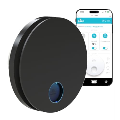 plikc - WIFI Wandventilator mit Axialabsaugung Serie Ario W mit Feuchtigkeitssensor und Timer - 100% Made in Italy (Durchmesser 100 Schwarz) von plikc
