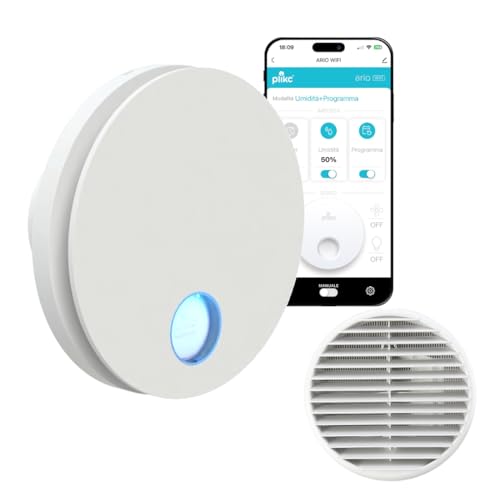 plikc - WIFI Wandventilator mit Axialabsaugung Serie Ario W mit Feuchtigkeitssensor und Timer - 100% Made in Italy + Wandgitter (Gold Ø 118, Weiß) von plikc
