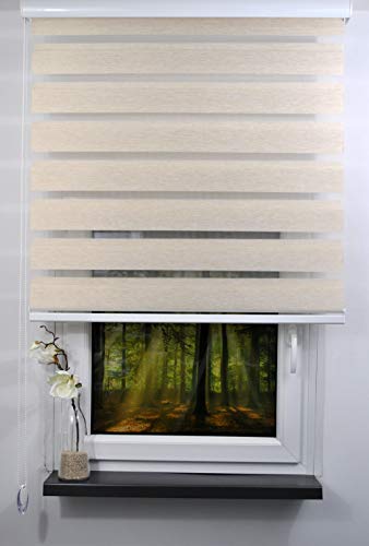 Doppelrollo, Duo Rollo Blickdicht Seitenzugrollo Fenster Tür Jalousie mit Alu Kassette Beige 250 cm (Beige, 150 x 250 cm) von plisseeonline