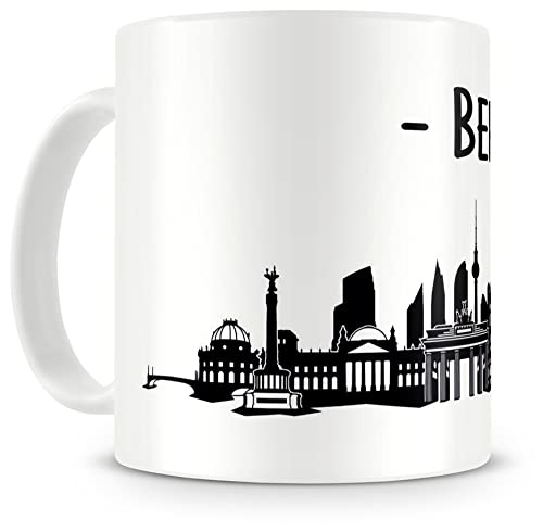 Samunshi® Berlin Skyline Tasse Kaffeetasse Teetasse H:95mm/D:82mm weiß von Samunshi