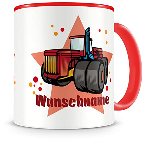 Samunshi® Kindertasse mit Namen Tasse Großer Traktor Personalisierte Tasse mit Namen Kinder Kinderbecher mit Namen Kindergarten rot 300ml Samunshi® Kindertasse mit Namen Tasse Großer Traktor Personalisierte Tasse mit Namen Kinder Kinderbecher mit Namen Kindergarten rot 300ml von Samunshi
