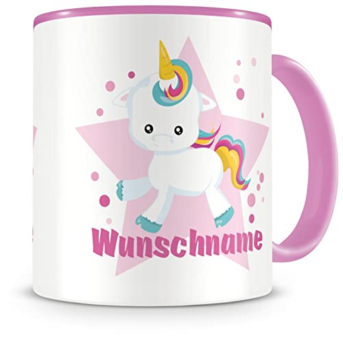 Samunshi® Kindertasse mit Namen Tasse süßes Baby Einhorn Personalisierte Tasse mit Namen Kinder Kinderbecher mit Namen Kindergarten rosa 300ml von Samunshi