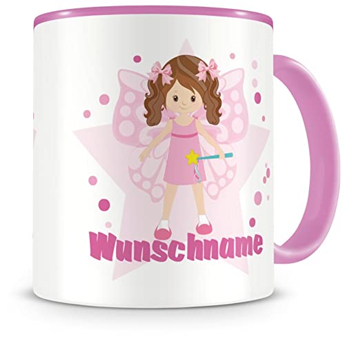 Samunshi® Kindertasse mit Namen Tasse süßen Fee Personalisierte Tasse mit Namen Kinder Kinderbecher mit Namen Kindergarten rosa 300ml von Samunshi