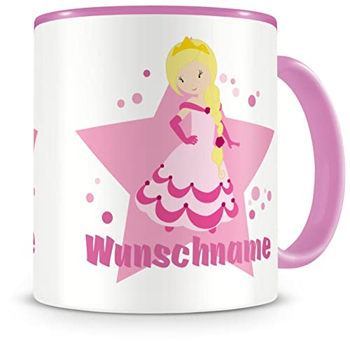 Samunshi® Kindertasse mit Namen Tasse süße Prinzessin Personalisierte Tasse mit Namen Kinder Kinderbecher mit Namen Kindergarten rosa 300ml von Samunshi