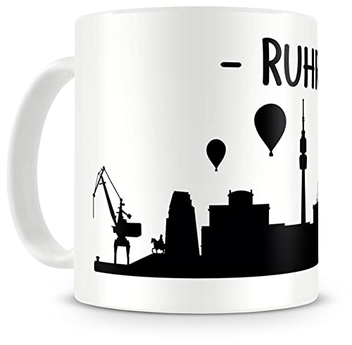 Samunshi® Ruhrpott Skyline Ruhrgebiet Tasse Kaffeetasse Teetasse H:95mm/D:82mm weiß von Samunshi