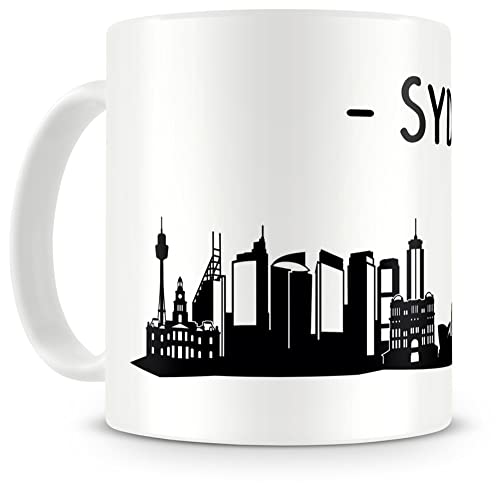 Samunshi® Sydney Skyline Tasse Kaffeetasse Teetasse H:95mm/D:82mm weiß von Samunshi