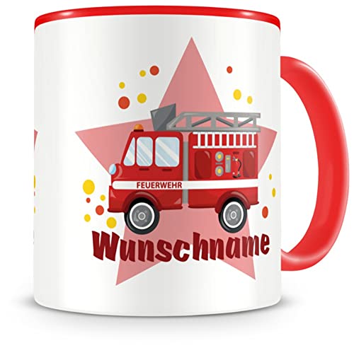 Samunshi® Kindertasse mit Namen Tasse Feuerwehr Auto Personalisierte Tasse mit Namen Kinder Kinderbecher mit Namen Kindergarten rot 300ml Samunshi® Kindertasse mit Namen Tasse Feuerwehr Auto Personalisierte Tasse mit Namen Kinder Kinderbecher mit Namen Kindergarten rot 300ml von Samunshi
