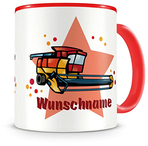 Samunshi® Kindertasse mit Namen Tasse Mähdrescher Personalisierte Tasse mit Namen Kinder Kinderbecher mit Namen Kindergarten rot 300ml Samunshi® Kindertasse mit Namen Tasse Mähdrescher Personalisierte Tasse mit Namen Kinder Kinderbecher mit Namen Kindergarten rot 300ml von Samunshi