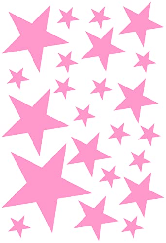 Samunshi® Wandtattoo Sterne Set 'gefüllt' 14x2,5cm6x5cm2x7,5cm1x10cm hellrosa von Samunshi