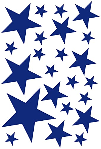 Samunshi® Wandtattoo Sterne Set 'gefüllt' 14x2,5cm6x5cm2x7,5cm1x10cm königsblau von Samunshi