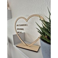 Herz Mit Namen Personalisiert Aus Holz , Geschenk Für Familie, Muttertag Weihnachtsgeschenk, Zur Hochzeit, Einweihung Oder Valentinstag von plottedwithpassion