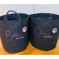 Filzkorb Spielsachen I Korb Spielzeug Aufbewahrung Personalisiert Wäschekorb Mit Namen Hund Katze Pfote von plotterherzle