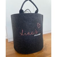 Filzkorb | Spielsachen L Aufbewahrung Kiste Box Wäschekorb Grau Name Personalisiert von plotterherzle