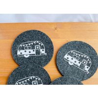 Untersetzer Wohnmobil I Wohnwagen Urlaub Filzuntersetzer Dunkelgrau Personalisiert von plotterherzle