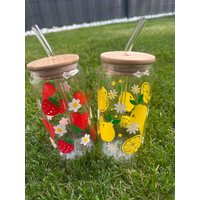 Handgemachter Glasbecher Mit Strohhalm & Bambusdeckel - Verschiedene Desings| Iced Coffee Cup | 500Ml Trinkglas Unikat Handgemachter Glasbecher Mit Strohhalm & Bambusdeckel - Verschiedene Desings| Iced Coffee Cup | 500Ml Trinkglas Unikat von plottervibes
