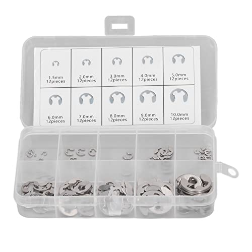 120pcs E Clip Circlip -Stützring -Sortiment -Kit 304 Edelstahllagerhalterringe für Wellen Zahnräder und Riemenscheiben M1.5 bis M10 mit Aufbewahrungsbox von plplaaoo