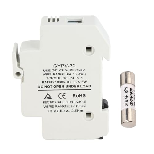 1p 32A 1000VDC Solar PV Sicherungshalter 1000 VDC 20A Photovoltaik -Sicherungskit zum Schutz des Kurzschlusses von plplaaoo