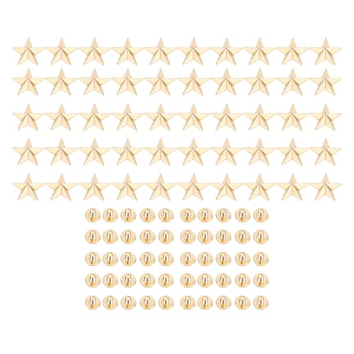 5 Speced Star Niets Bolzen Legierung Legierung 16mm sternförmiger Ledernieten mit 4 -mm -Schlitzschrauben für Ledercraft Cloding Hat Accessoires 50 Sets (Gold) von plplaaoo
