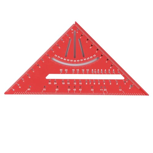 90 Grad Rafter Square Prospractor Aluminiumlegierung Holzbearbeitungsdreiecks -Herrscher Multi -Winkel -Messwerkzeug für Tischler- und DIY -Projekte (Rot) von plplaaoo