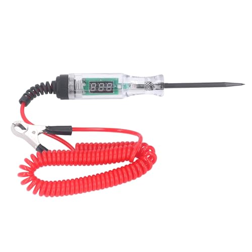 Automatisch -Circuit -Tester Automotive Test Stift LED Digitale Anzeige Elektrische Tester für Spannungsstromwiderstand Erkennung Professionelles Diagnosetool für (Rotes Drahttyp) von plplaaoo