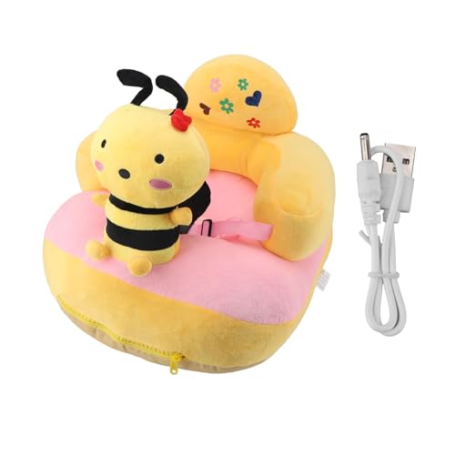 Babysofa Stuhl Plüsch Verstellbare Höhe Bluetooth ermöglicht es, Stützsitz mit Anti -Herbst -Design für Kleinkinder Mädchen weich bequem sicher, wasserdichte saubere niedliche (Bienendekoration) von plplaaoo