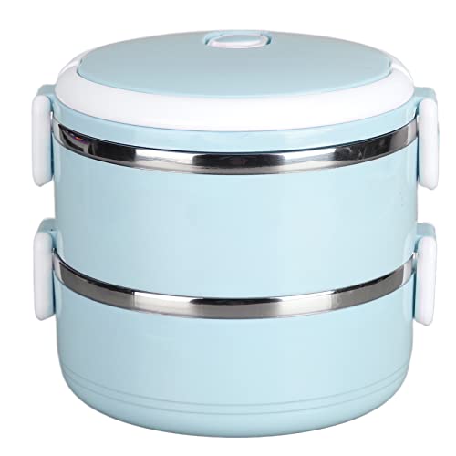 Bento Box aus Edelstahl 304. Stapelbare,Thermo Lunchbox, Isolierte Brotdose Kinder, Runde Lunchbehälter, Behälter für Warme Speisen, Thermo Lebensmittelbox für Schule, Büro, Camping(2 Layer-Blau) von plplaaoo