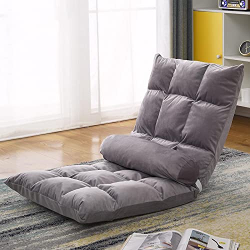 Bodensofa, Sofastuhl Mit Klappbarer Rückenlehne, Klappbarer Sofastuhl, Klappbare Couch, Einzelschlafzimmer-Bodenbalkon, Kleines Sofa-Stuhlkissen, Einzelnes Sofa Mit Klappbarer Rückenlehne(grau), von plplaaoo