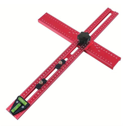 Bohrpositionierungslineal Multi -Winkel Messung Lineal Aluminiumlegierung T Form Lineal Holzbearbeitung Schreibgeschichte Lineal mit 2 Positionierungsblöcken für Tischlerprojekte von plplaaoo