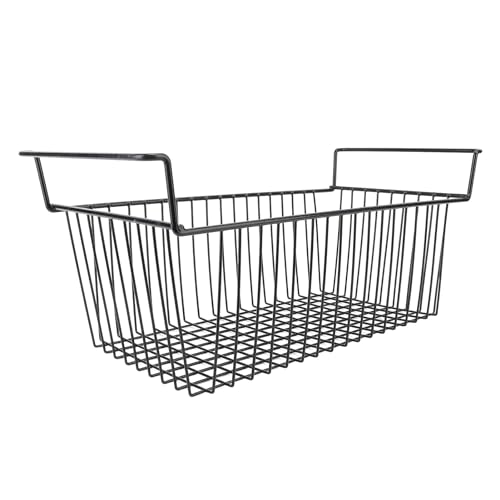 Brust Gefrierschrank Organizer Mülleimer stapelbar tiefen Gefrierkorb Korb Lager Rack Metalldraht Schwarz für Gefrierkühlschränke Schränke Schränke 2 PCS (L56,5 cm x W25.2cm x H24cm (7 cm Griff)) von plplaaoo