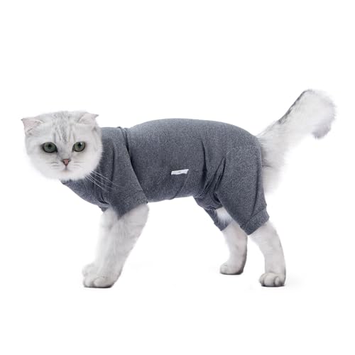 Cat Recovery -Anzug 4 Beine hochelastische Bequeme hautfreundliche weiche Kätzchen Chirurgische Erholung Anzug verhindert Haarausfall nach Operationsversorgung Essentials für (Xs) von plplaaoo