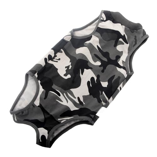 Cat Recovery -Anzug stilvolle süße Tarnung verhindert das leckende Breasted Design Komfortable atmungsaktive Katzen -Chirurgie -Erholungsanzug für Nach der Operation und (Camouflage l) von plplaaoo