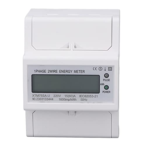DIN Rail Energy Meter Voltmeter Amperemeter Einphase 4p LCD Digital Power Elektrometer 35 mm DC220V (15 (60) a) von plplaaoo