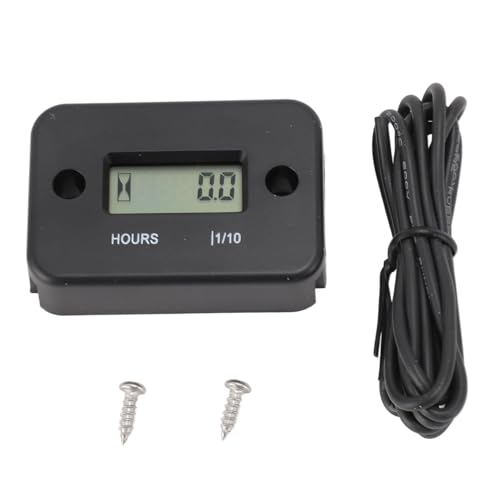 Digitalstunden Meter hohe Genauigkeit LCD -Anzeige wasserdichte Motorstundenmesser für Generatoren Rasenmäher Motorräder Autos Trucks Abs Material Mini Größe von plplaaoo