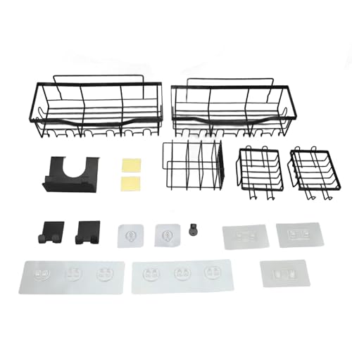 Duschregale Metall Wandmontierte Platz sparende Dusche Caddy mit Seifenhalter Kleber Dusch Organizer für Badezimmer Toiletteneisenmaterial 47,4 Unzen von plplaaoo