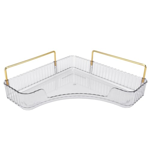 Eckschalter Organizer Tablett große Kapazität Multifunktionaler Platz sparter Speicherschale für Kosmetik Hautpflege liefert Badezimmerarbeitsplatte aus dauerhaftem PP -Material (Transparent) von plplaaoo